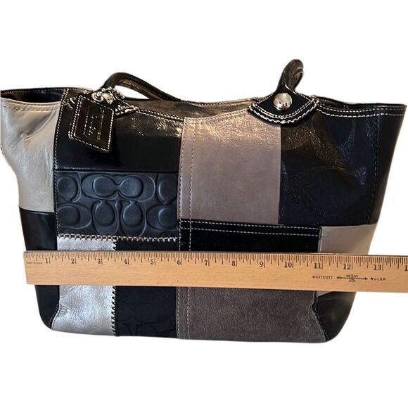 Coach Bleeker Gray and Black Patchwork Women's Bag F14045 with Coach Box - Picture 12 of 16